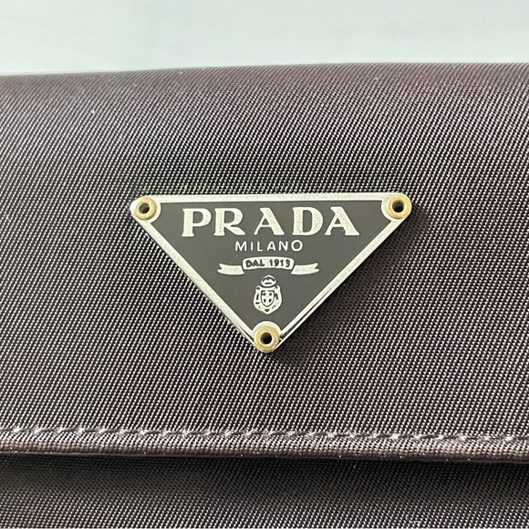 Prada brown nylon triangle logo compact wallet - Picture 2 of 12